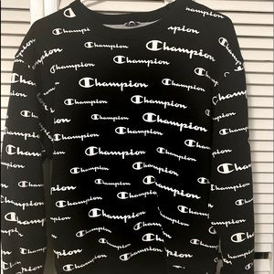 Black Champion Sweatshirt with Logo | Size: S